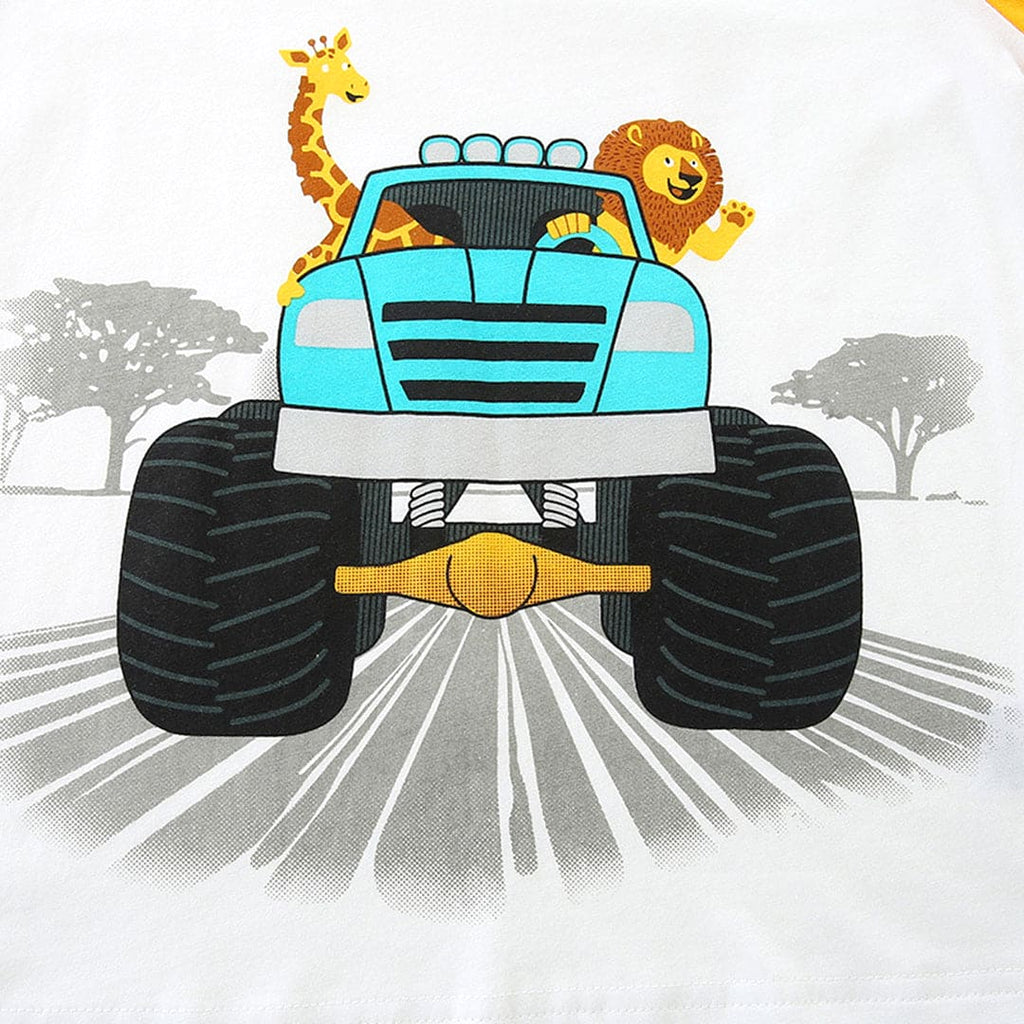 Boys Car Print T-Shirt With Striped Shorts 2 pc. Sets   
