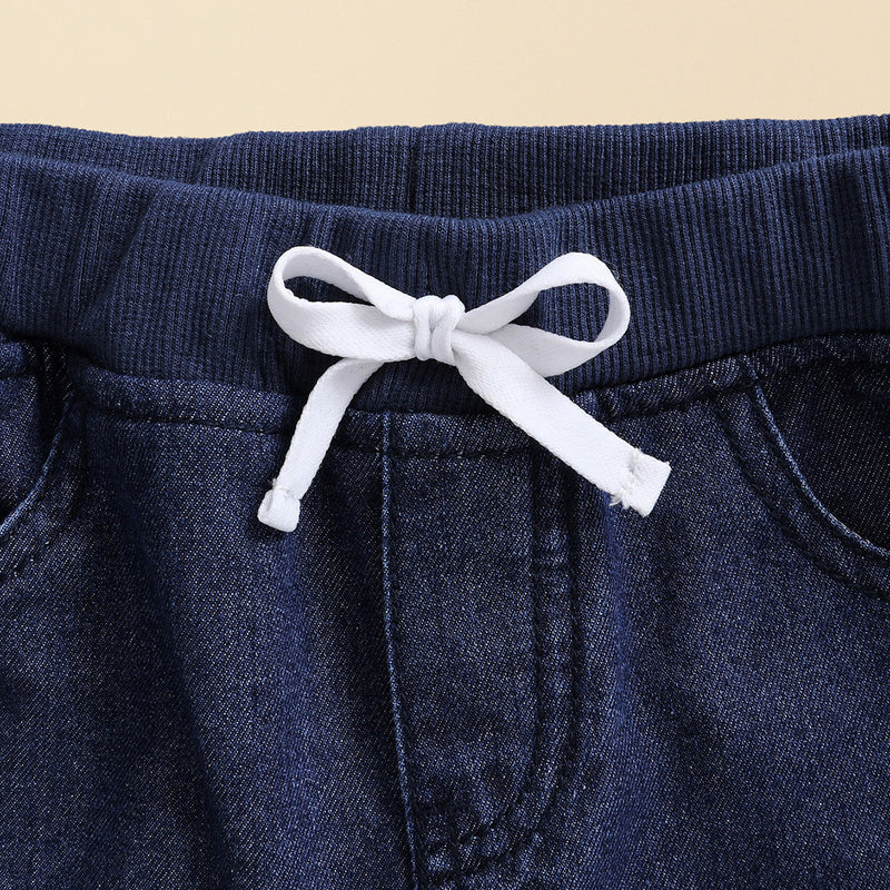 Boys Blue Rib Waist Denim Pants Jeans