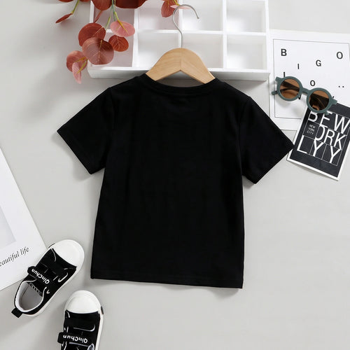 Girls Black Crown Graphic Print Short Sleeve T-Shirt Tshirts
