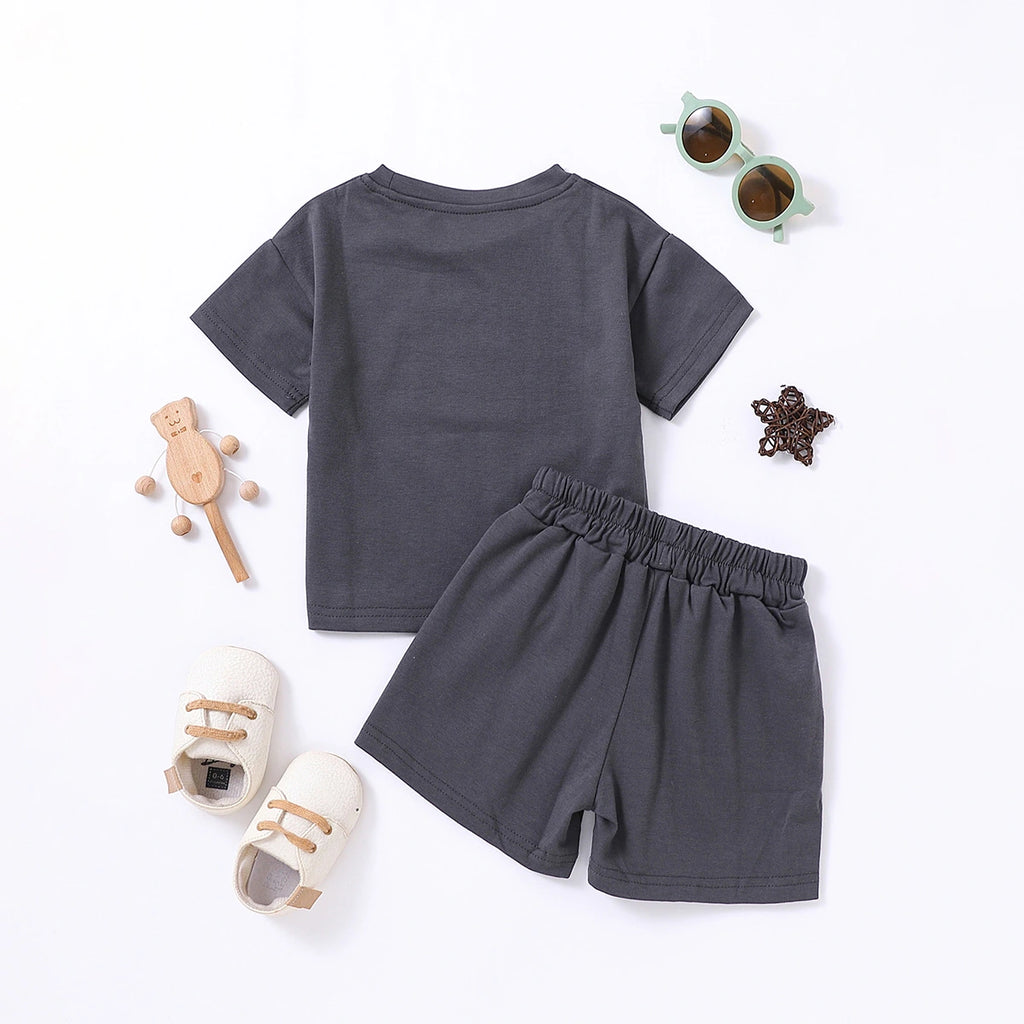 Boys Black Short Sleeves T-Shirt With Shorts Co-ord Sets Sets