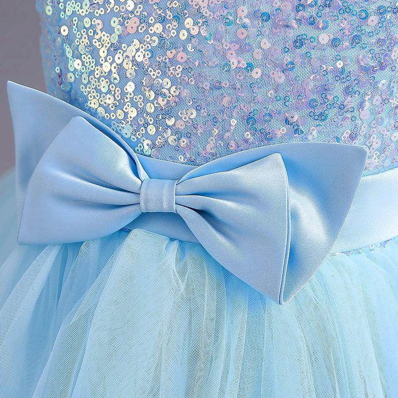 Girls Sky Blue Sequin Embellished Tutu Party Wear Dress Party Dresses