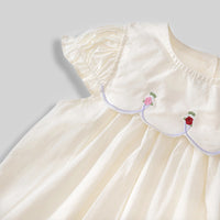 Girls Off-White Embroidered Puff Sleeve Fit & Flare Dress Casual Dresses