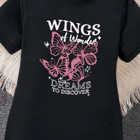 Girls Black Typographic Print Short sleeve T-Shirt Dress Casual Dresses