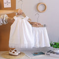 Girls White Schiffli Sleeveless Top With Shorts Co-ord Sets Sets White 1-2 Y