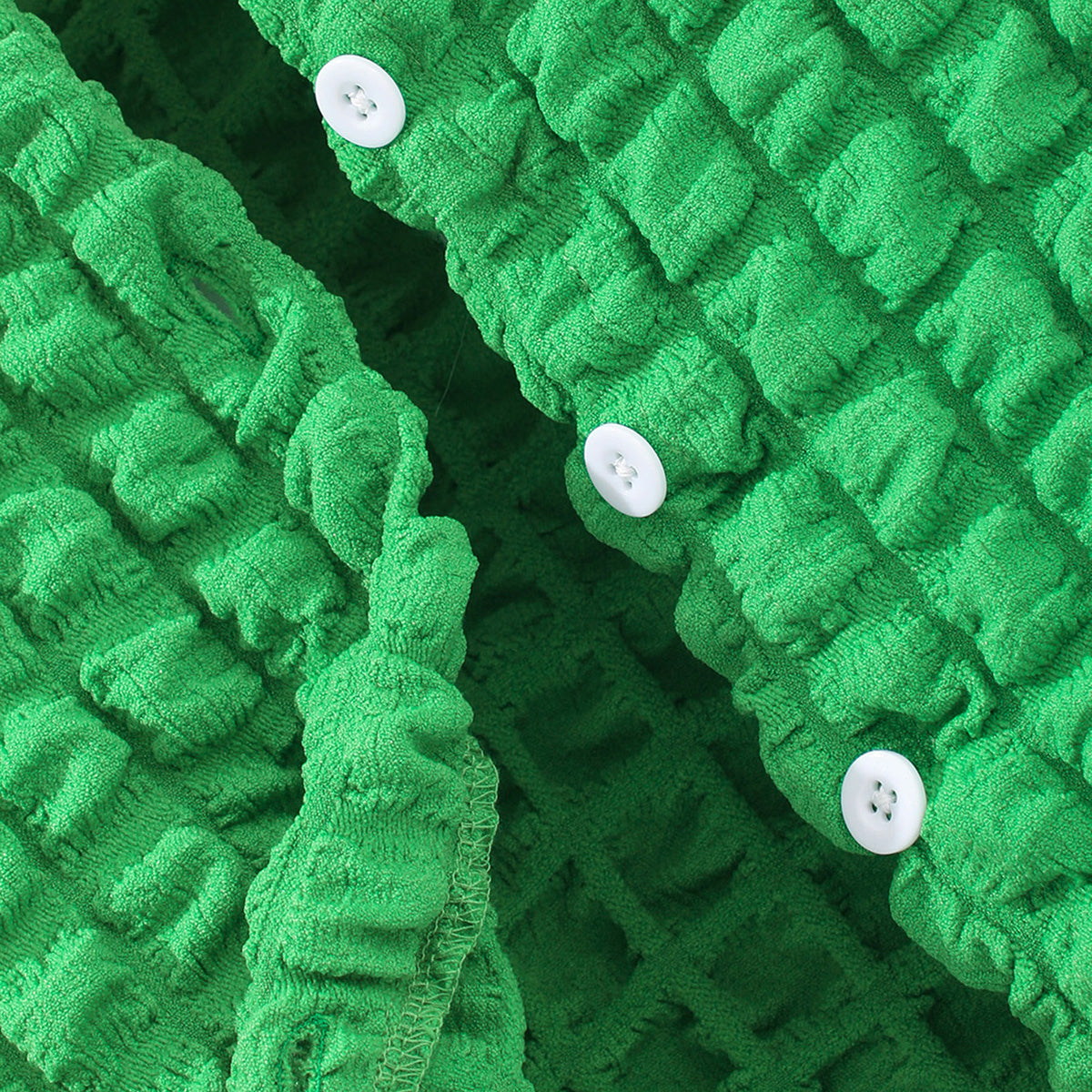 Girls Green Waffle Textured Shirt with Shorts Set Sets