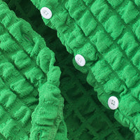 Girls Green Waffle Textured Shirt with Shorts Set Sets