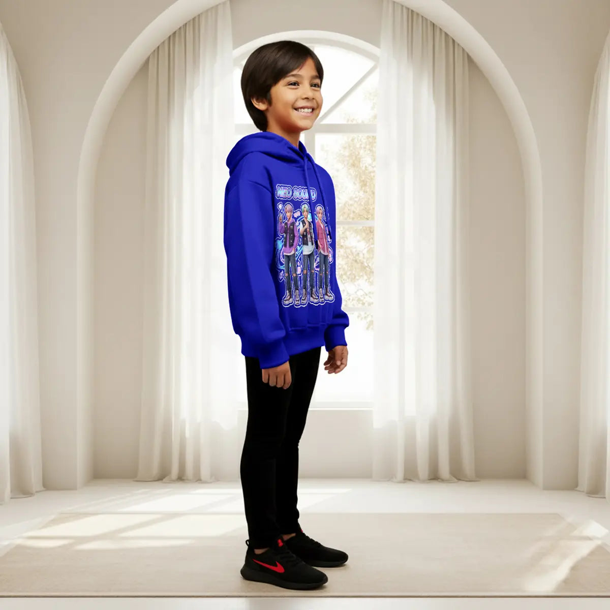 Boys Dark Blue K-Pop Neo-Sound Graphics Hoodies Sweatshirts & Hoodies