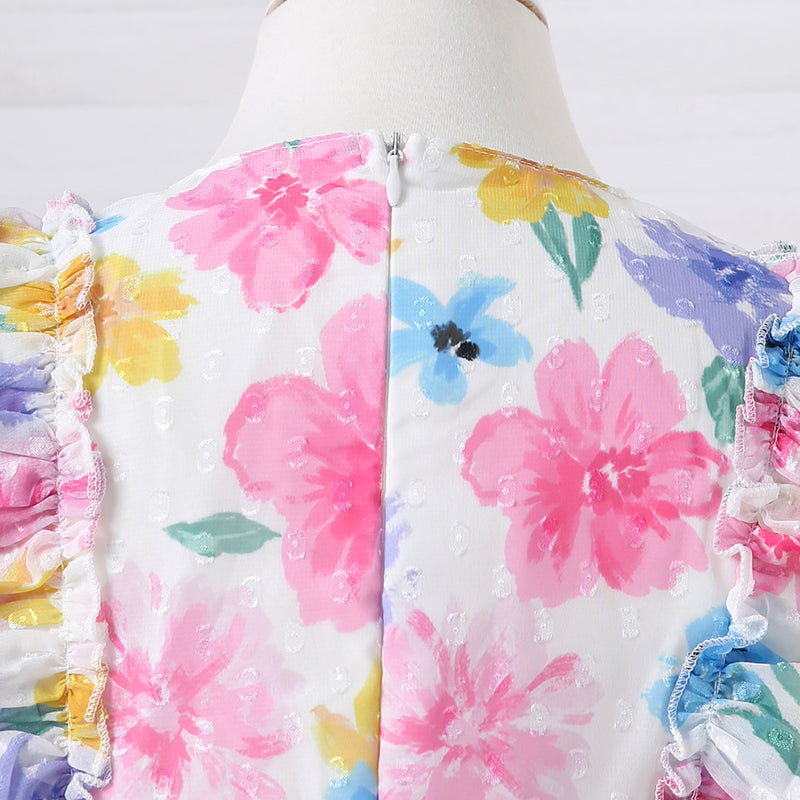 Girls Multicolor Floral Print Fit & Flare Dress Casual Dresses