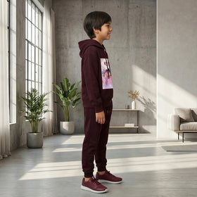 Boys Maroon Nova Beat Graphics Hoodie With Jogger Co-ord Sets Sets