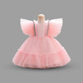 Girls Flying Sleeve Flared Party Dress Party Dresses Pink 1-2 Y 