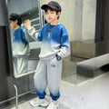 Boys Blue Ombre Printed Winter Sweatshirt With Jogger Set 2 pc. Sets Blue 5-6 Y