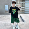 Boys Black Graphics Oversized T-Shirt With Shorts Set Sets Black 5-6 Y