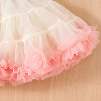 Girls Peach Big Flower Applique Crop Top With Tiered Tulle Skirt Sets Sets