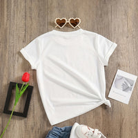 Girls White Graphics Print Short Sleeve T-Shirt Tshirts