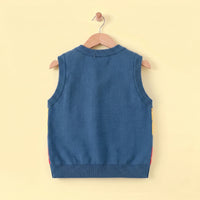 Boys Multicolour Self-Design Argyle Pattern Sweater Vest Sweaters & Cardigans
