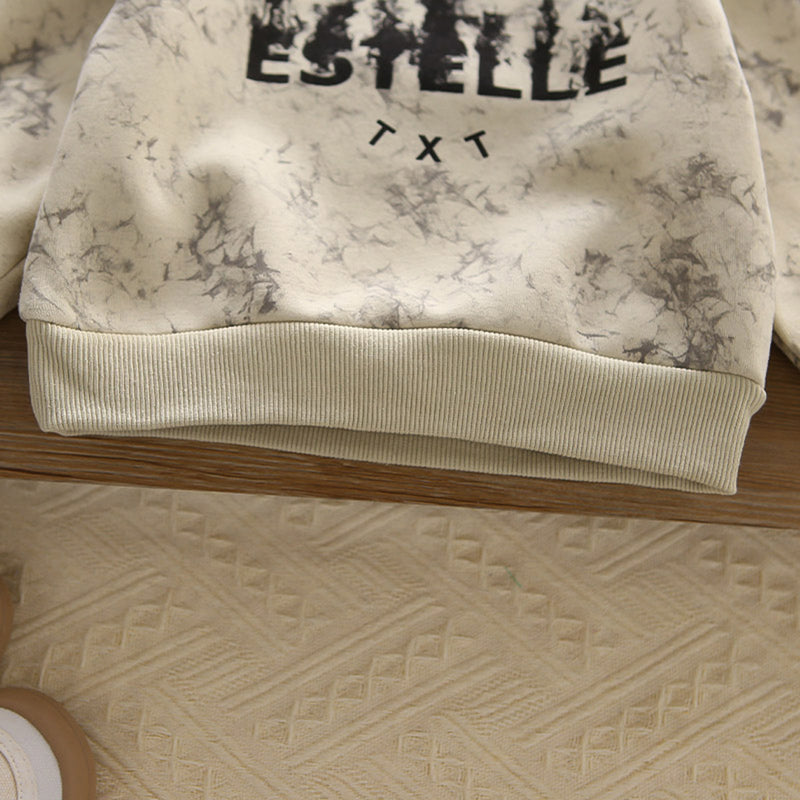 Boys Off White Abstract Printed Sweatshirt With Sling Bag and Pants Set Sets
