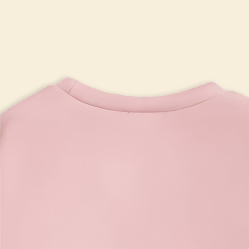 Girls Light Pink Typographic Printed Sweatshirt With Flared Pants Sets 2 pc. Sets