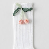 Pack of 5 Girls Multicolour Cherry Applique Calf Length Socks Socks