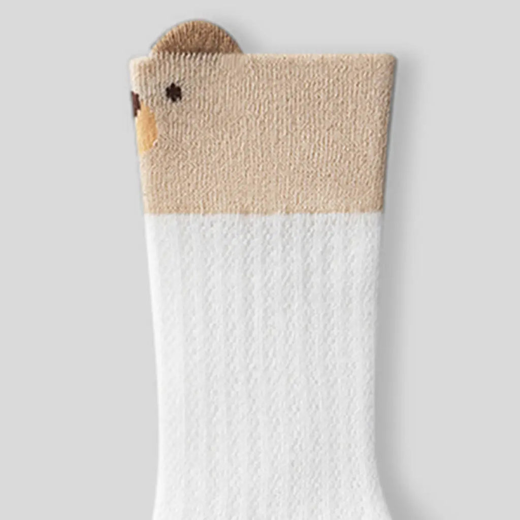 Pack of 6 Girls Multicolor Animal Motif Calf Length Cotton Socks Socks