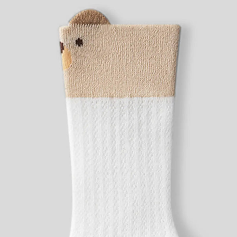 Pack of 6 Girls Multicolor Animal Motif Calf Length Cotton Socks Socks