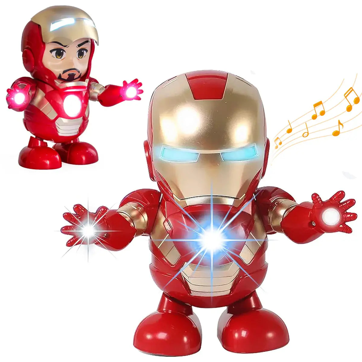 Kids Red Dancing Iron Man Robot Toy with LED Lights & Music Trending Accessories Red Onesize