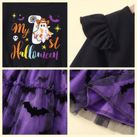 Girls Black My 1st Halloween Typography Fit & Flare Dress Casual Dresses