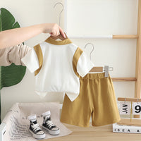 Boys Khaki Teddy Patch Polo T-shirt With Shorts Set Sets