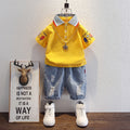 Boys Yellow Short Sleeve Polo T-Shirt With Denim Shorts Sets 2 pc. Sets Yellow 1-2 Y