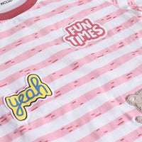 Boys Red Cartoon Applique Stripes T-Shirt With Elasticated Shorts Sets 2 pc. Sets