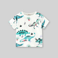 Boys Dinosaur Print Short Sleeves T-shirt Tshirts   