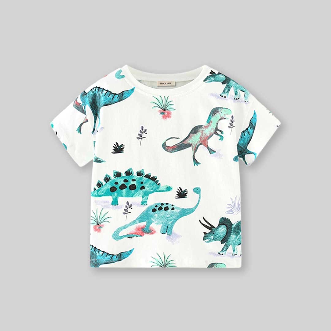 Boys Dinosaur Print Short Sleeves T-shirt Tshirts   