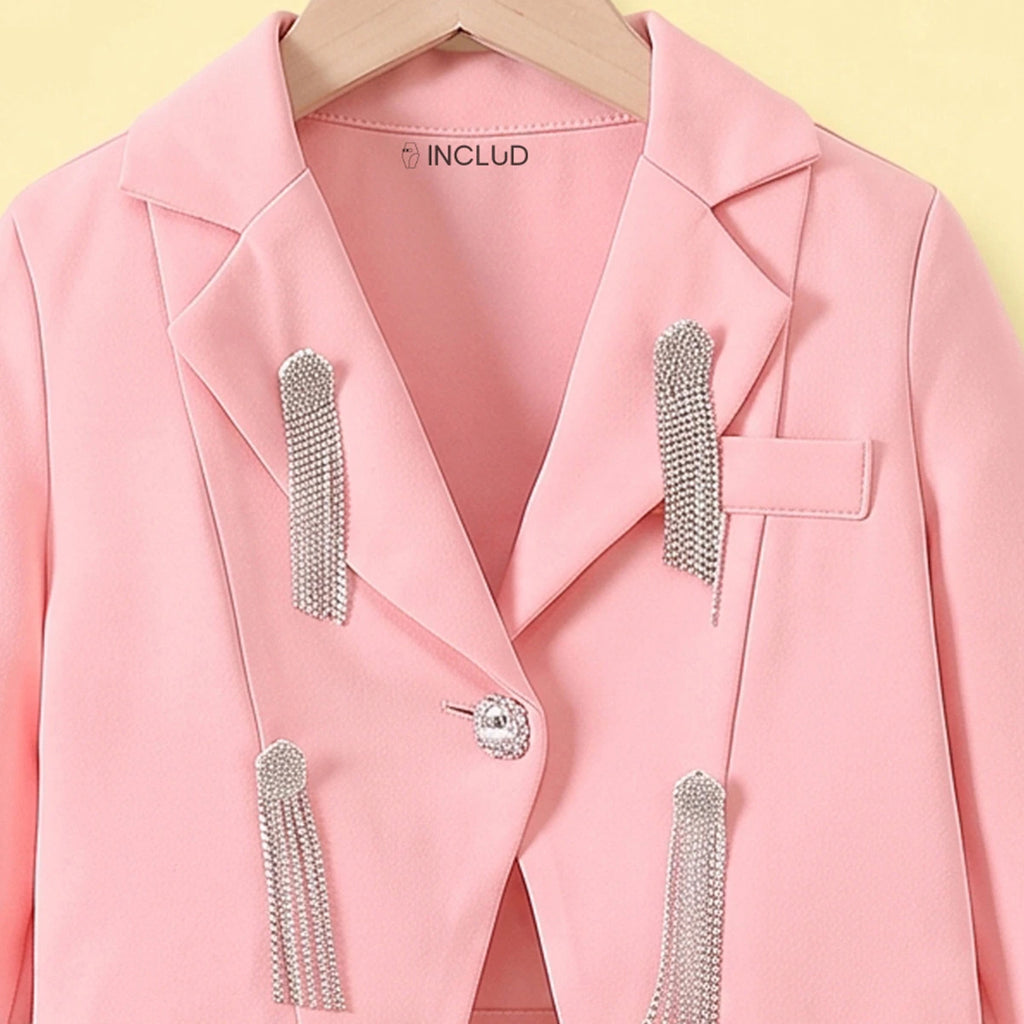 Girls Light Pink Long Sleeve Blazer & Skirt Sets 2 pc. Sets
