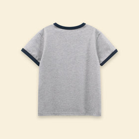 Boys Light Grey Melange Horse Printed Short Sleeve T-Shirt Tshirts
