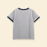 Boys Light Grey Melange Horse Printed Short Sleeve T-Shirt Tshirts