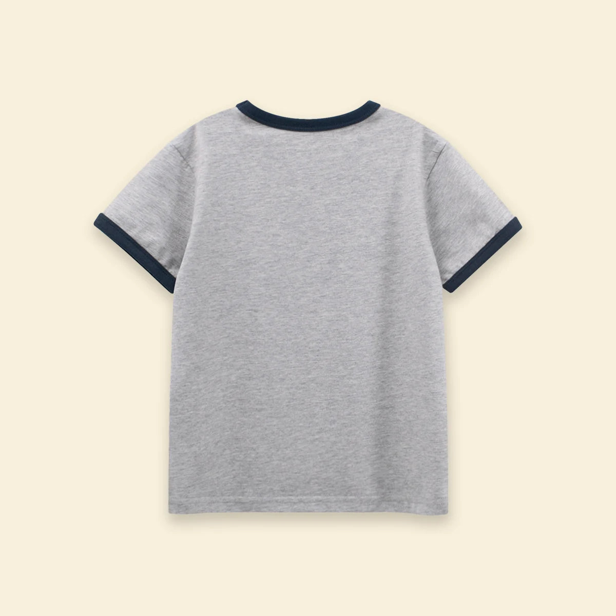 Boys Light Grey Melange Horse Printed Short Sleeve T-Shirt Tshirts