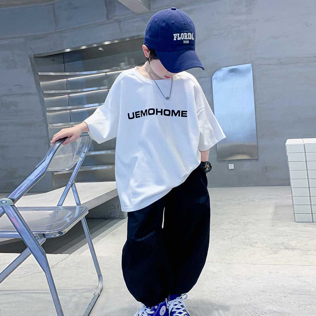Boys Short Sleeve Loose Fit T-Shirt With Pants Set
