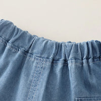 Boys Light Blue Denim Shirt & Cargo Shorts With Printed T-Shirt Sets Sets