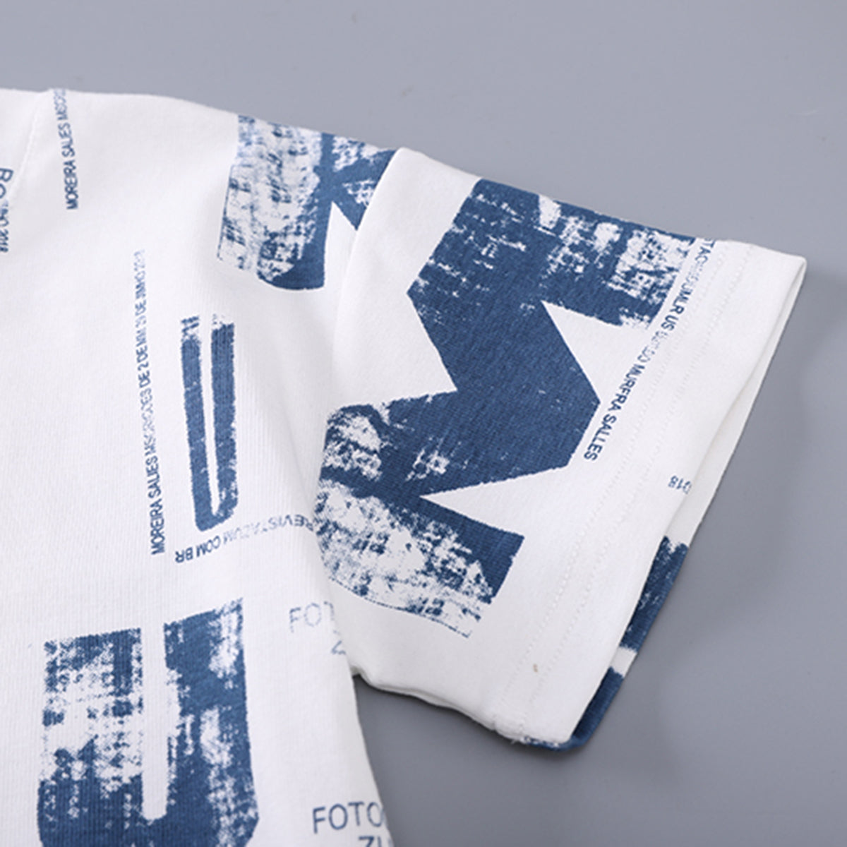 Boys Printed Short Sleeves T-Shirt With Light Blue Denim Shorts Set 2 pc. Sets