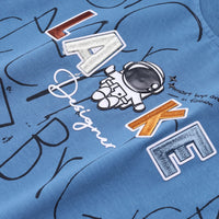 Boys Blue Astronaut Graphic Short Sleeve T-shirt With Drawstring Shorts And Bag Sets Sets