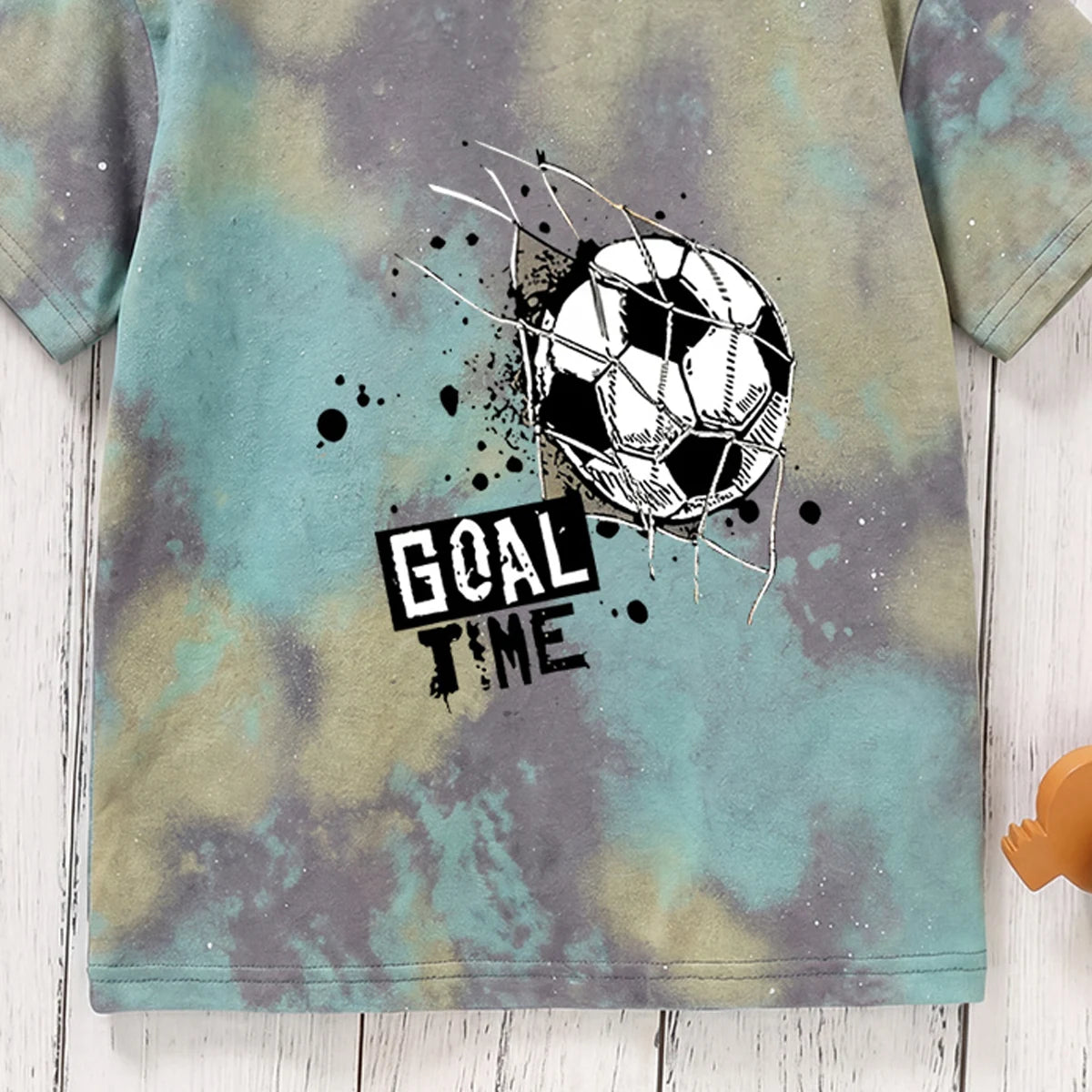 Boys Multicolor Short Sleeve Tie & Dye Graphic T-Shirt Tshirts
