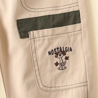 Boys Beige Embroidered Jogger Pants