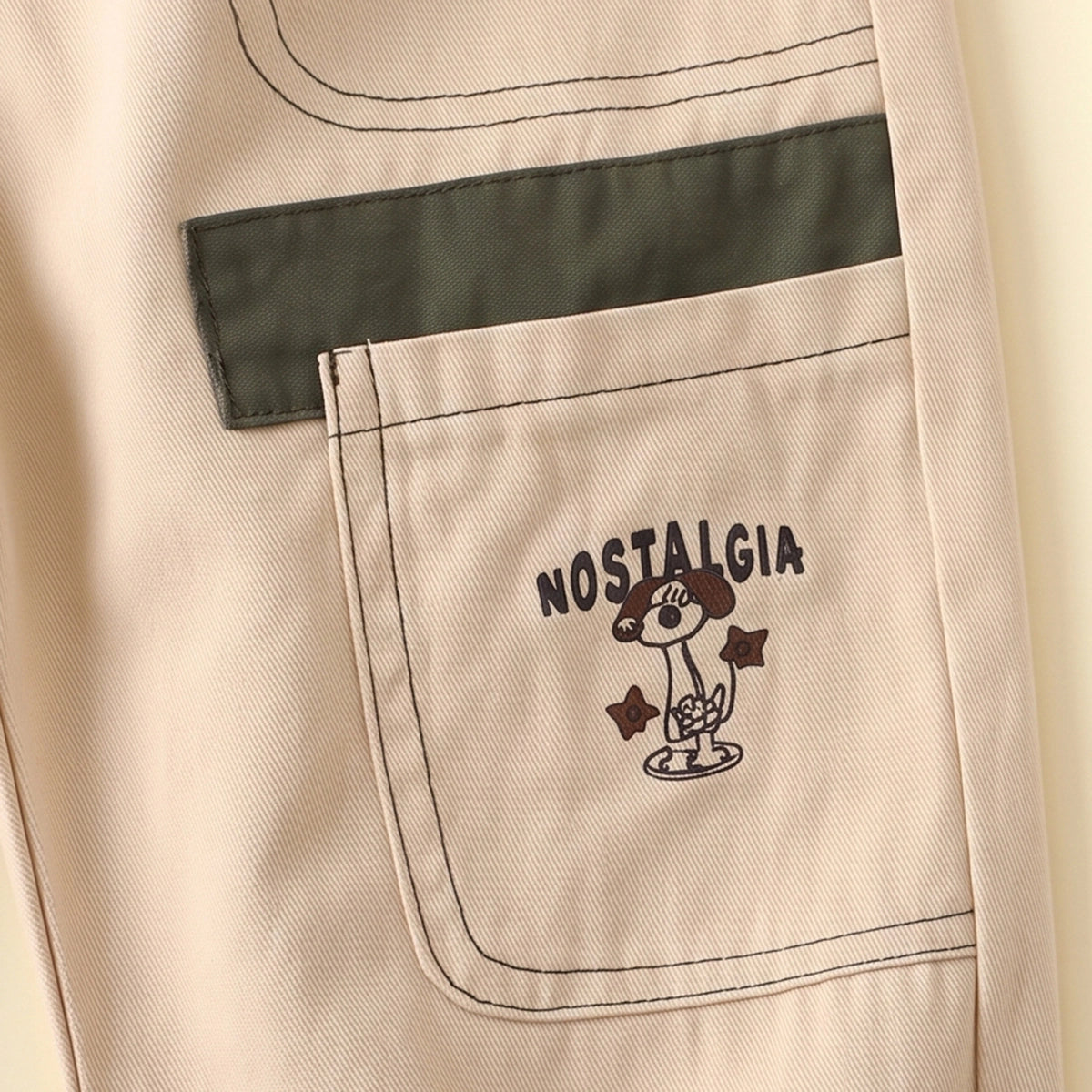 Boys Beige Embroidered Jogger Pants