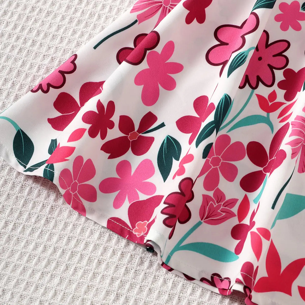 Girls Pink Floral Printed Halter Neck A-line Dress Casual Dresses