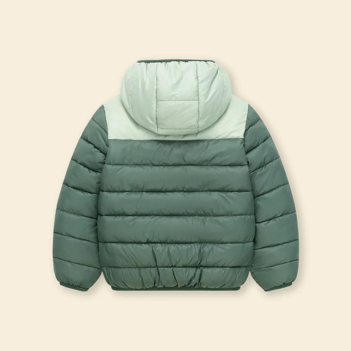 Boys Green Colorblocked Hooded Puffer Jacket Coats & Jackets