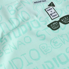Boys Green Typographic Printed T-Shirt With Twill Shorts Sets 2 pc. Sets