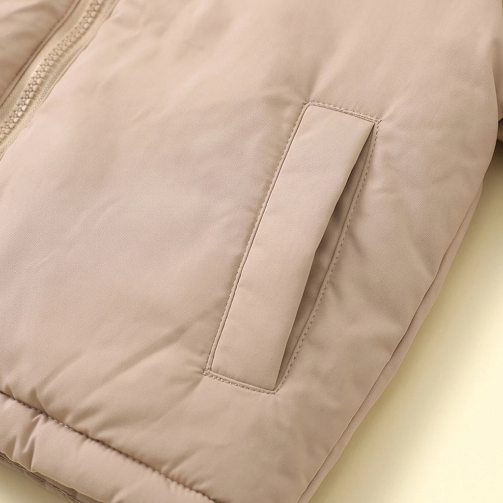 Boys Beige Long Sleeve Hooded Zip-up Jacket Coats & Jackets
