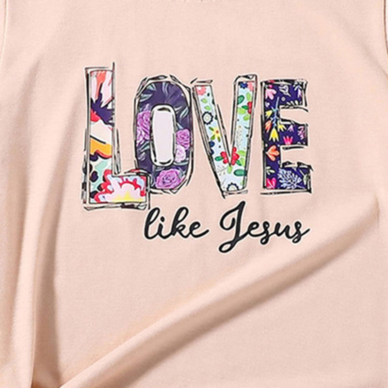 Girls Beige Printed Short Sleeves T-shirt Tshirts   