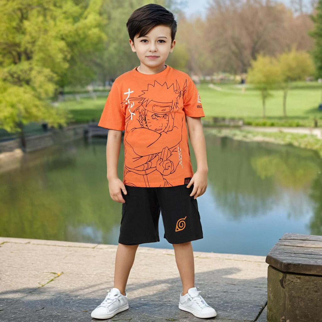 Boys Graphic Print Short Sleeves T-Shirt With Short Set