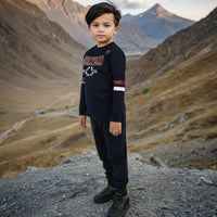 Boys Graphic Print Long Sleeves T-Shirt With Trouser Set Sets   
