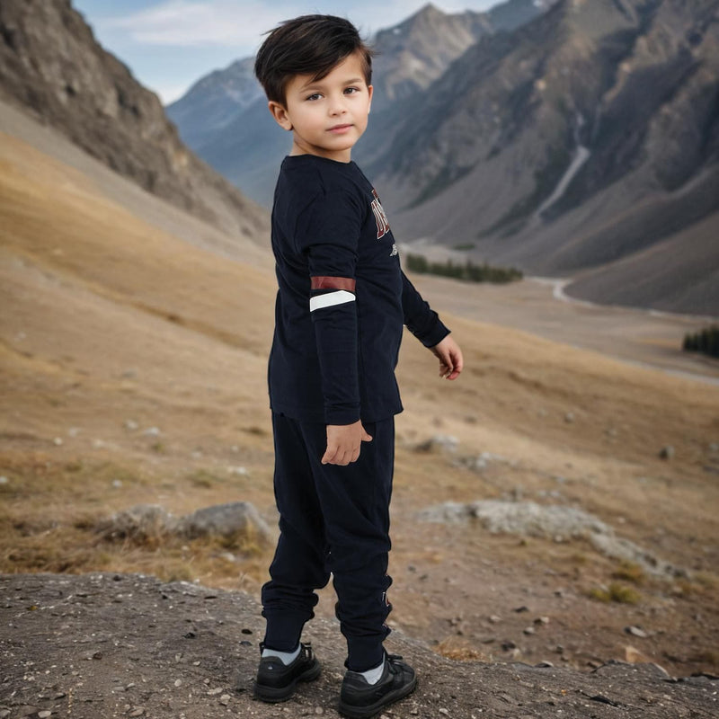 Boys Graphic Print Long Sleeves T-Shirt With Trouser Set Sets   